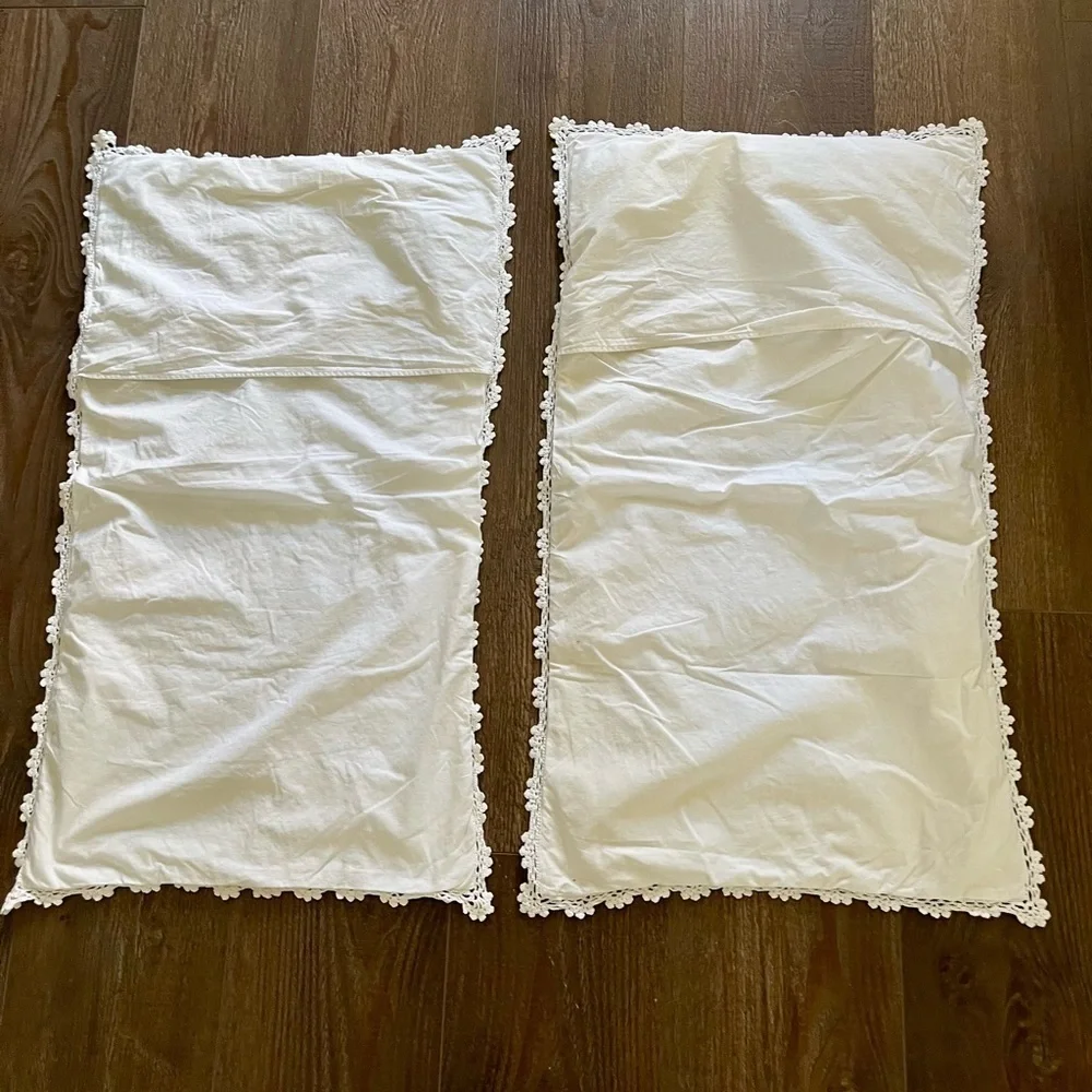 White Crochet Throw Pillows 20/34 inches
